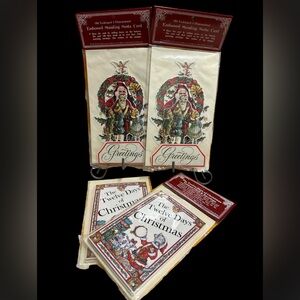 4 Vintage Christmas Cards Victorian Style- stand up & accordion style- 80’s
